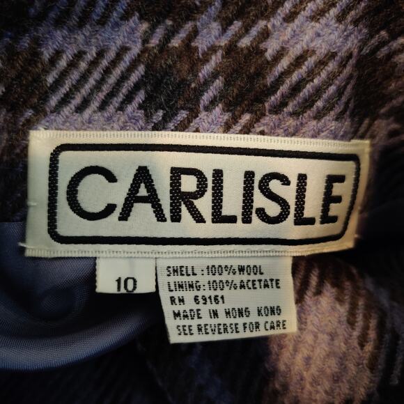 Carlisle Wool Plaid Jacket Purple Dark Gray Button Up - Picture 10 of 10